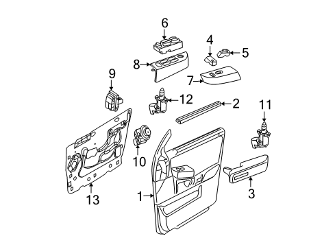 2004 Ford Explorer Panel Assembly - Door Trim Diagram for 4L2Z-7823942-AUE