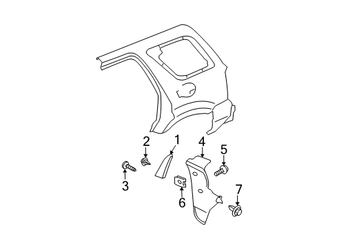 2008 Ford Escape Exterior Trim - Quarter Panel Diagram 2 - Thumbnail