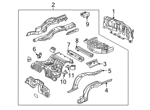 2005 Ford Thunderbird Pan Assy - Floor - Rear Diagram for 1W6Z-7611215-AA