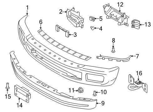 2019 Ford F-250 Super Duty Front Bumper & Components Diagram