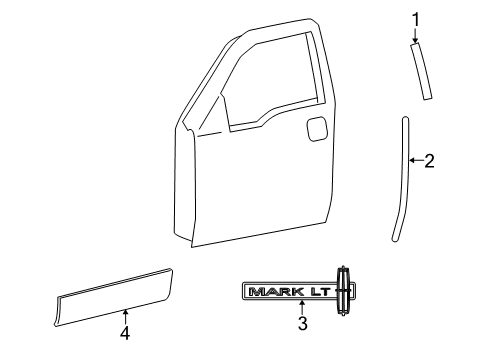 2008 Lincoln Mark LT Moulding - Door Outside Diagram for 5L3Z-1620554-AA