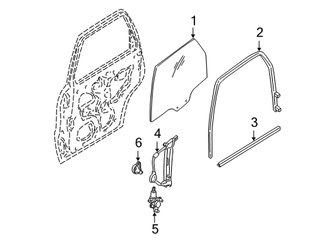 2003 Ford Escape Regulator Assembly - Window Diagram for YL8Z-7827001-AA