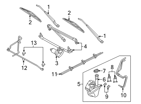 2006 Mercury Mariner Wiper & Washer Components Diagram 4 - Thumbnail