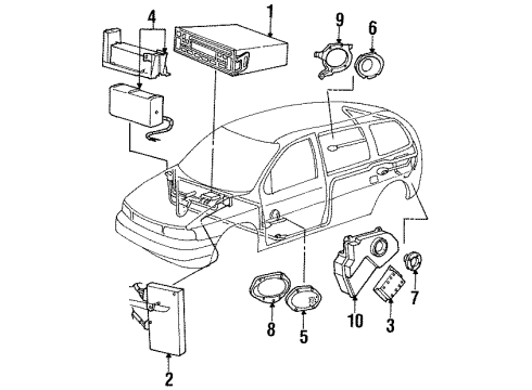 1995 Ford Windstar Speaker Assembly Diagram for F3TZ-18808-A