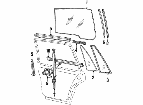 1984 Ford LTD Rear Door Glass & Hardware Diagram 1 - Thumbnail