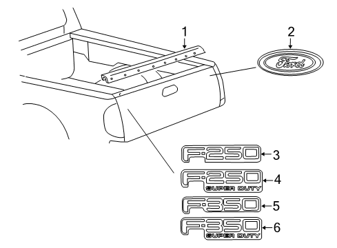 2001 Ford F-250 Super Duty Exterior Trim - Pick Up Box Diagram