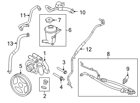 2009 Ford F-150 P/S Pump & Hoses, Steering Gear & Linkage Diagram