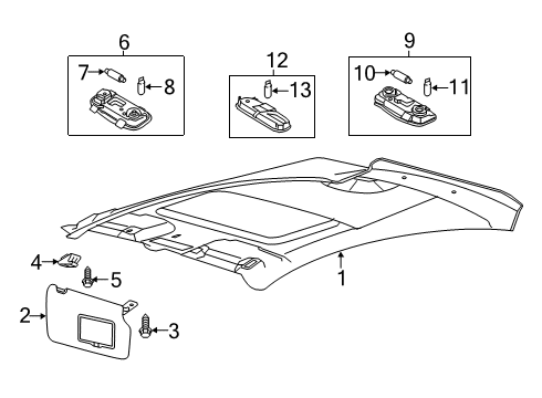 2015 Ford Fiesta Sun Visor Assembly Diagram for AE8Z-5404104-BA