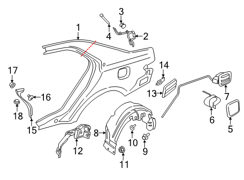 2018 Lincoln Continental Quarter Panel & Components Diagram