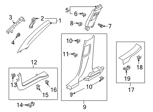 2021 Ford Escape Interior Trim - Pillars Diagram