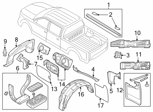 2023 Ford F-350 Super Duty Exterior Trim - Pick Up Box Diagram