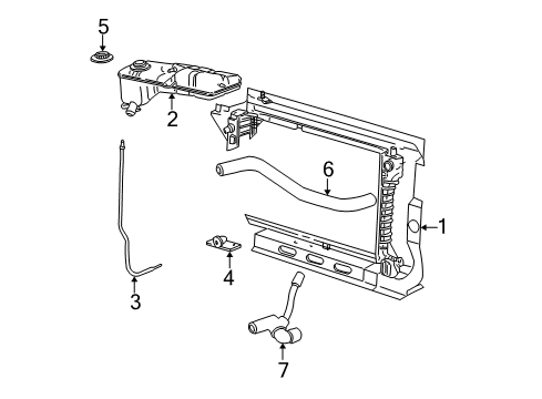 1999 Ford Mustang Tank Assembly - Radiator Overflow Diagram for YR3Z-8A080-BA