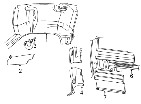 1997 Ford F-150 Interior Trim - Cab Diagram