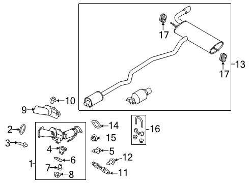 2016 Ford Fusion Exhaust Components Diagram 1 - Thumbnail