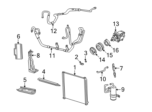 2004 Mercury Mountaineer A/C Condenser, Compressor & Lines Diagram