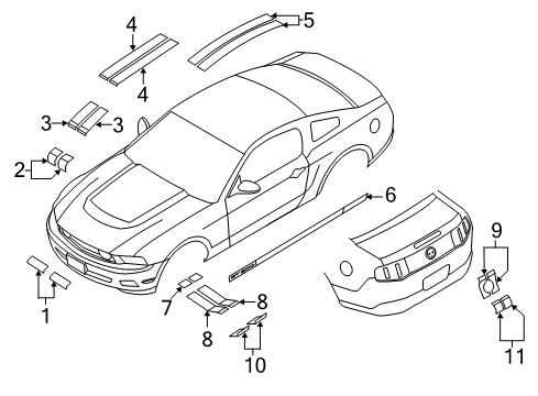 2011 Ford Mustang Decal - Stripe Diagram for BR3Z-6320000-AAE