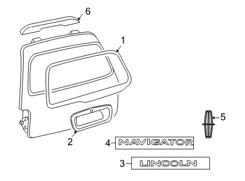 2004 Lincoln Navigator Exterior Trim - Lift Gate Diagram