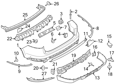 2023 Lincoln Aviator Bumper & Components - Rear Diagram 1 - Thumbnail