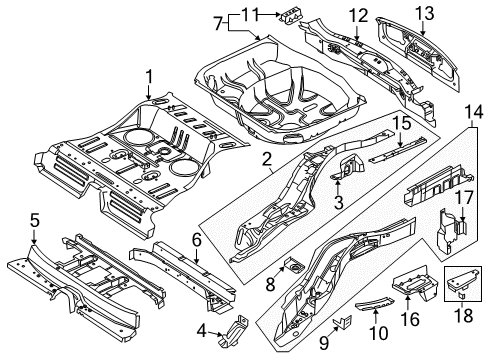 2019 Ford Explorer Rear Floor & Rails Diagram