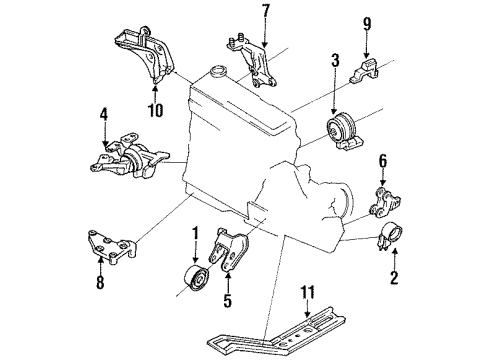 1991 Ford Escort Insulator Assembly Engine S Diagram for F5CZ6038A