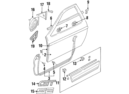 1993 Ford Probe Kit Rear View Outer Mirror Diagram for F32Z17682C