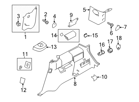 2013 Ford Flex Interior Trim - Quarter Panels Diagram