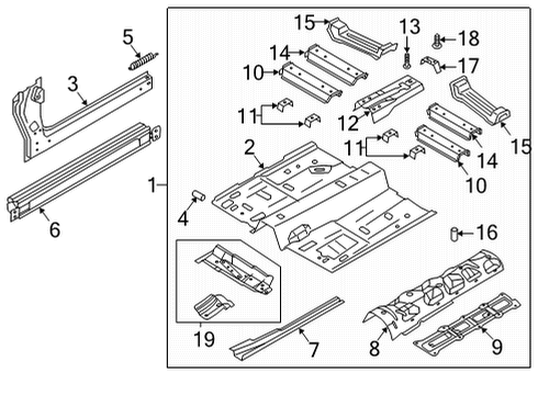 2021 Ford Escape Floor & Rails Diagram