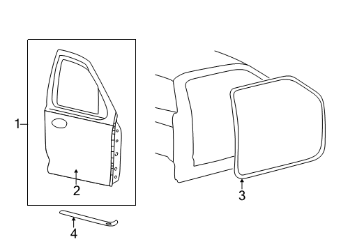 2001 Ford Explorer Sport Trac Weatherstrip - Door Diagram for 1L5Z-3520758-AA