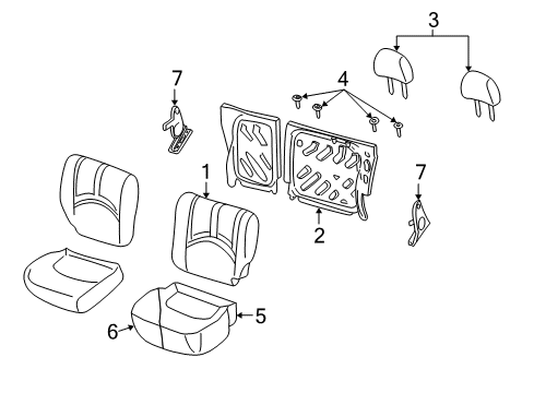 2005 Mercury Mariner Rear Seat Cushion Cover Assembly Diagram for 5E6Z-7863804-CAA