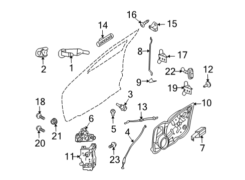 2010 Mercury Milan Front Door - Lock & Hardware Diagram