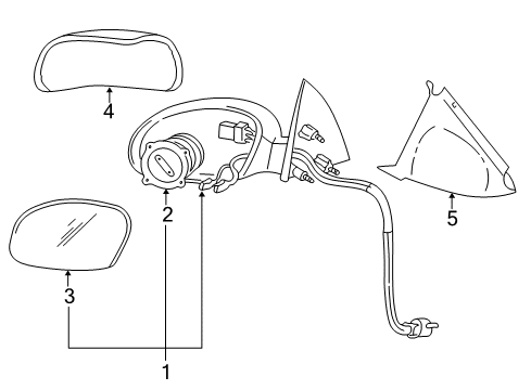 2005 Mercury Sable Glass Assembly - Rear View Outer Mirror Diagram for YF1Z-17K707-AB