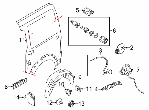 2010 Ford Transit Connect Shield - Splash - Wheelhouse Diagram for BT1Z-9928371-AA