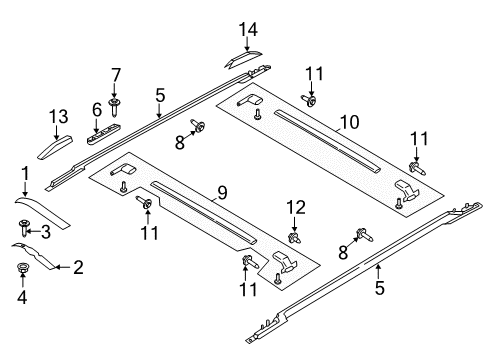 2023 Lincoln Navigator Rail - Roof Rack Side Diagram for JL1Z-4055114-GA