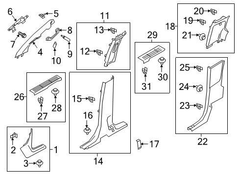 2022 Ford Ranger Interior Trim - Cab Diagram 3 - Thumbnail