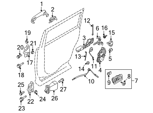 2016 Ford Flex Handle - Latch Diagram for 8A8Z-7422601-AG