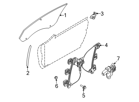 2014 Ford Mustang Glass - Door Diagram