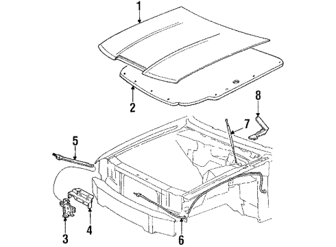 1990 Mercury Cougar Hinge Assembly Hood Diagram for E9SZ16797A