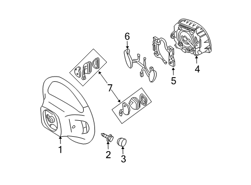 2008 Mercury Grand Marquis Steering Wheel Assembly Diagram for 7W7Z-3600-BD