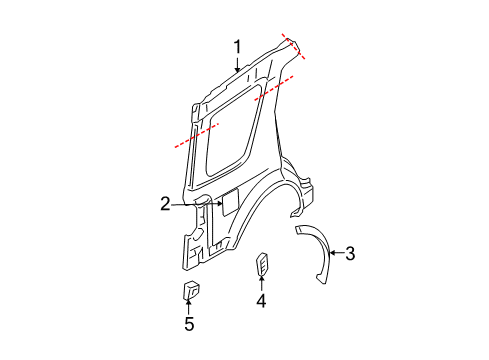 2005 Ford Freestyle Quarter Panel & Components Diagram