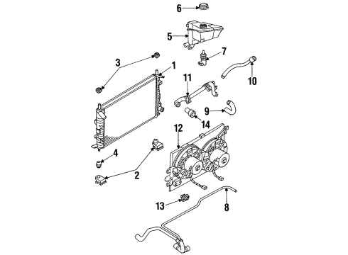 1995 Ford Contour Radiator & Components Diagram 2 - Thumbnail