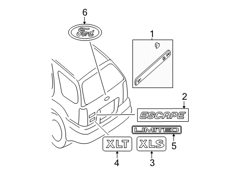 2002 Ford Escape Rear Panel Applique Diagram for YL8Z-7842528-AB