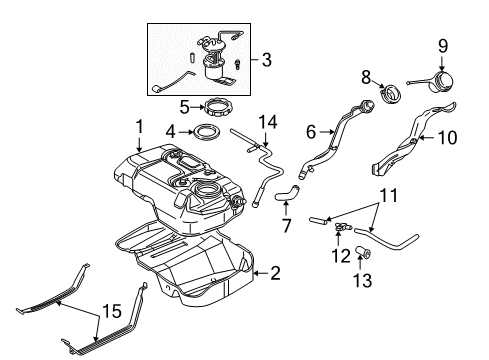 2006 Mercury Mariner Fuel Tank Assembly Diagram for 3L8Z-9002-DB