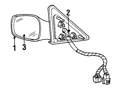 1996 Lincoln Continental Glass Assy - Rear View Outer Mirror Diagram for F7OZ-17K707-CA