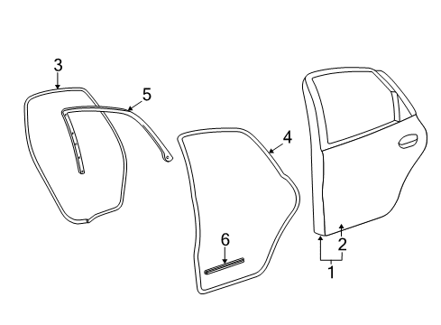 2005 Ford Taurus Weatherstrip Assy - Door Opening Diagram for YF1Z-54253A11-AAA