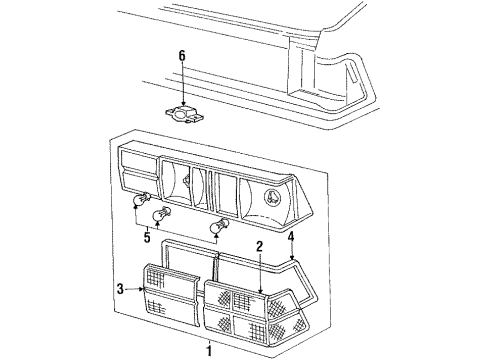 1986 Mercury Lynx Tail Lamps, License Lamps Diagram