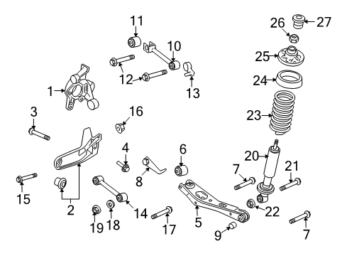 2007 Ford Explorer Sport Trac Rear Suspension Components, Lower Control Arm, Stabilizer Bar Diagram 1 - Thumbnail