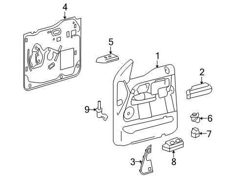 2006 Lincoln Mark LT Panel Assembly - Door Trim Diagram for 6L3Z-1623943-DAB