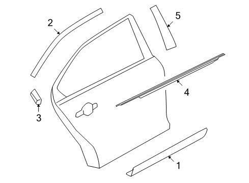 2015 Ford Special Service Police Sedan Moulding - Door Window Frame Diagram for AG1Z-54255A61-B