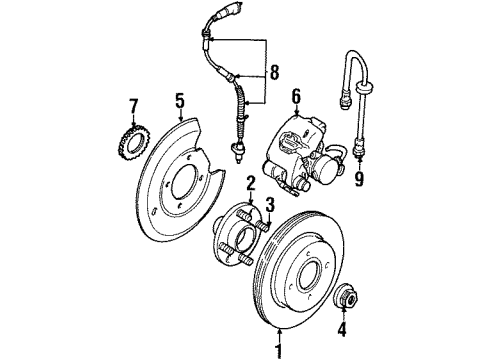 1996 Ford Contour Brake Hose Assembly Diagram for F5RZ-2282-B