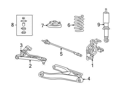 2002 Ford Explorer Rear Suspension, Control Arm Diagram 1 - Thumbnail